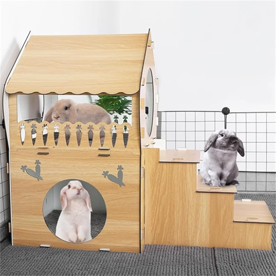 Modern Home Decor Cat Furniture Cute Wooden Peg Dolls in Angel & Home Shape Polished Engraved Cat House & Hamster House Toys