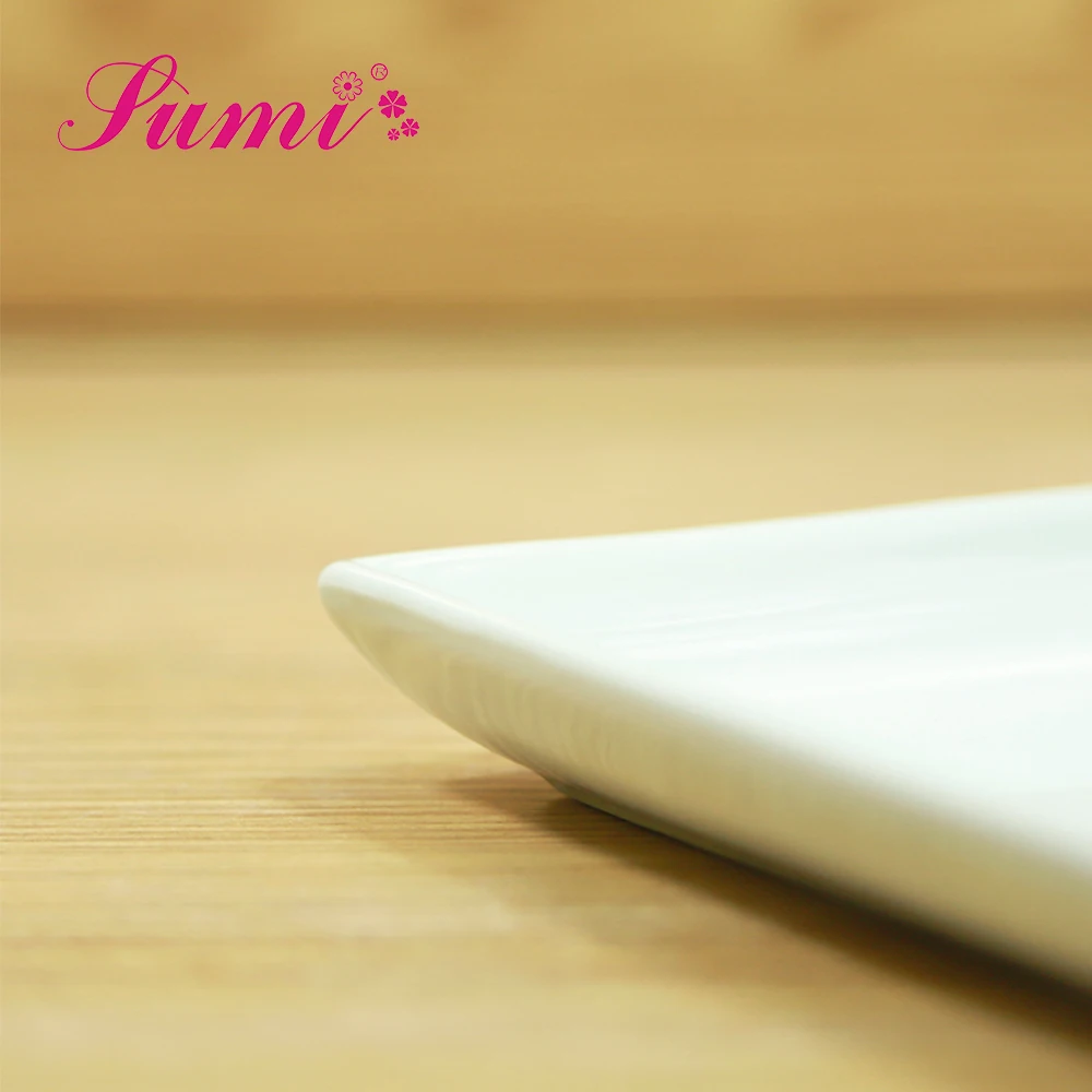 Factory design ceramic square ware plate white, restaurant kitchen porcelain square plate