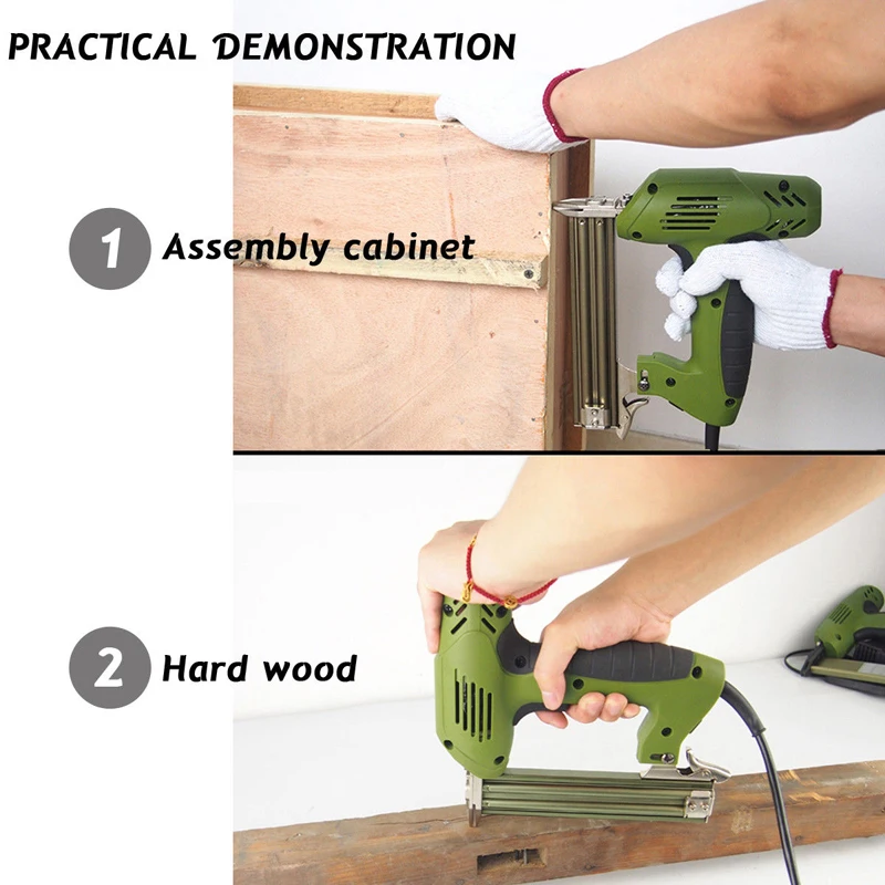 Electric Nail Gun 220V Nailer Stapler Woodworking Electric Tacker Furniture Staple Gun Power Tools
