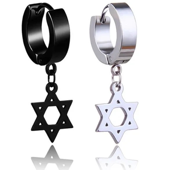 Star Ear Buckle Clip Korean Kpop Fashion Titanium Steel Punk Earrings Trendy Pendant Earring Jewelry for Men Women