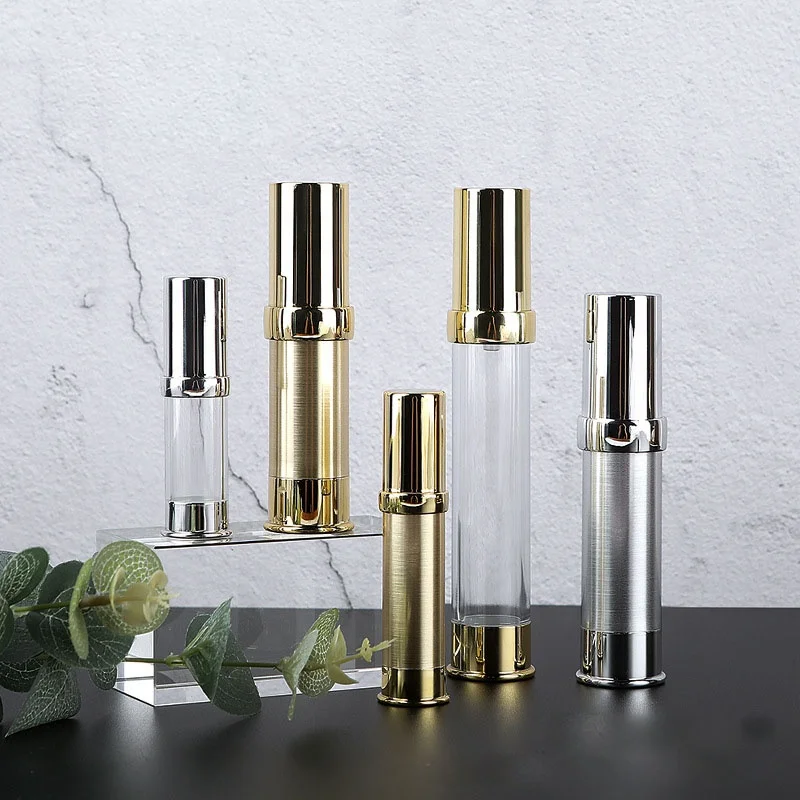 5ml 10ml 15ml 20 ml 30ml Clear Silver Gold Airless Pump Bottles 0.5 oz 1 oz container lotion