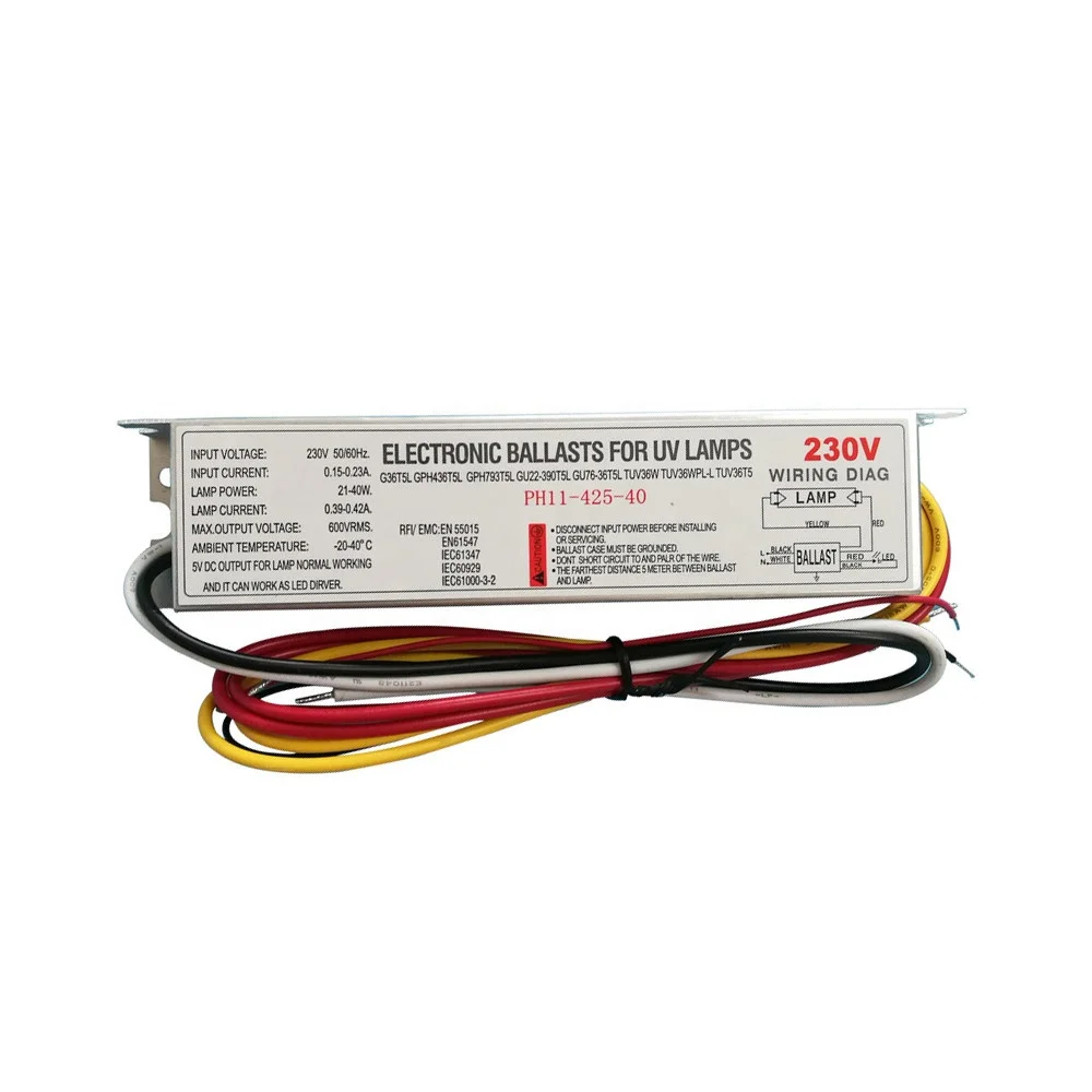 Ph11-425-40 балласт ультрафиолетового света 254 нм 20 Вт 30 36 40 gph843t5l g36t5l uvc бактерицидная лампа Электронный