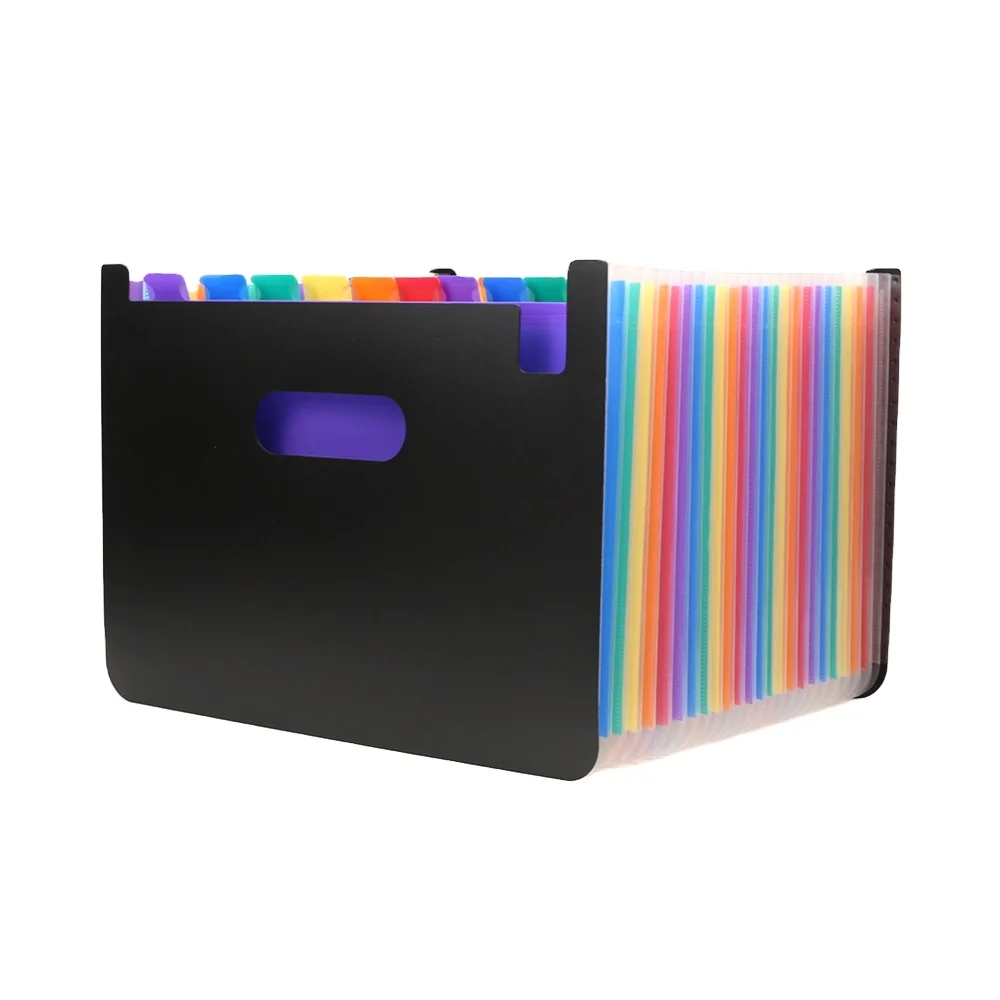 Portable Expandable Cover Hot Pressing Forming Multi-color 24 Pockets Expanding File Folder