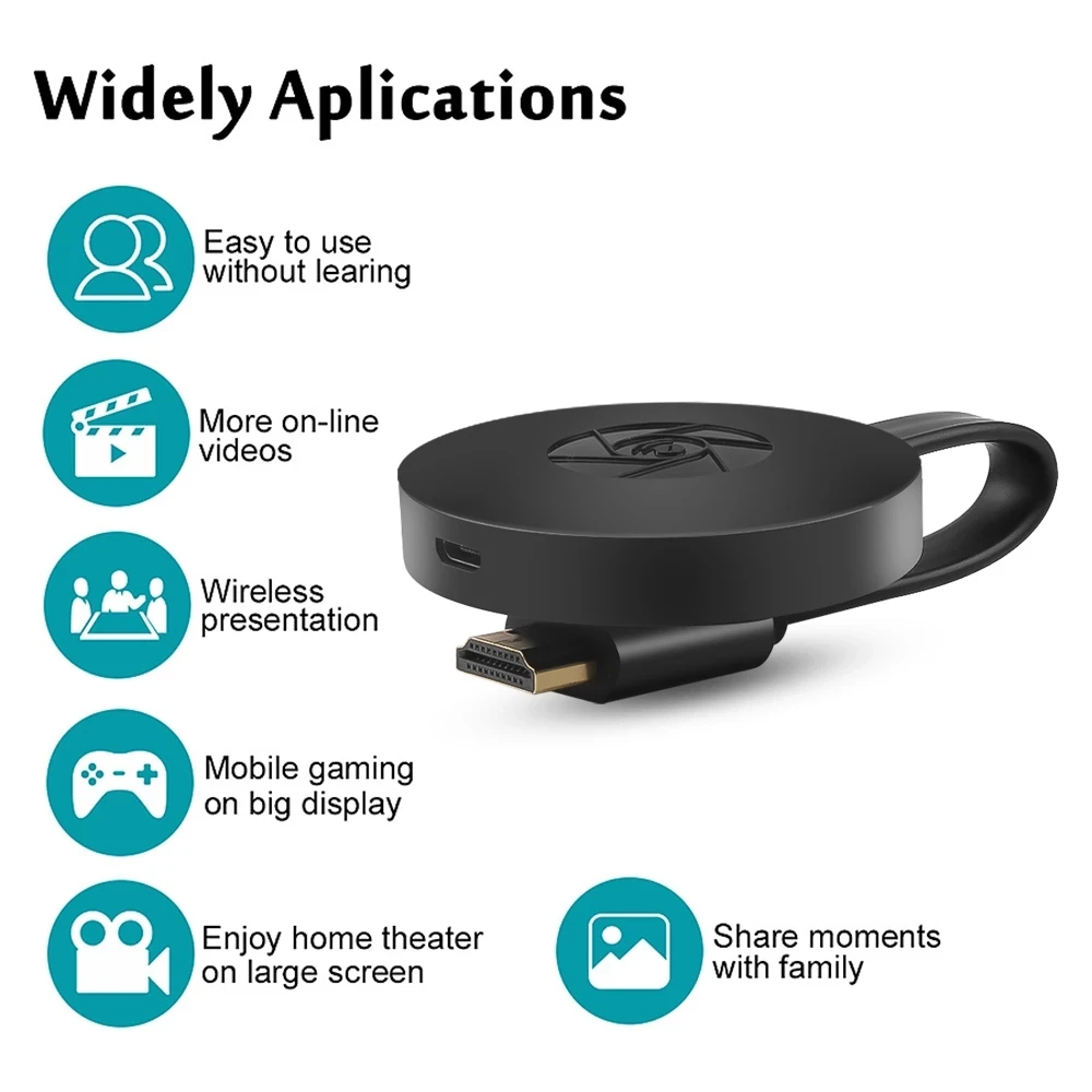 To Tv 2.4g 4k Wireless Wifi Mirroring Cable compatible Adapter 1080p Display Dongle For Goggle Chromecast
