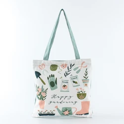 Eco- friendly reusable Color printing canvas cotton shopping tote bag for women canvas
