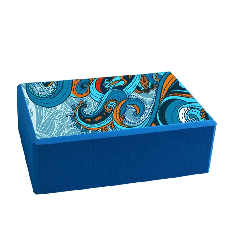 Dark Blue Portable Ergonomic Engraved Pattern Full Print Yoga Block