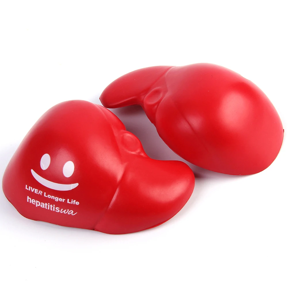 Promotional Gift Custom Logo Printed Medical Human Body Organ Stress Reliever PU Foam Liver Shape Stress Ball Squeeze Toys