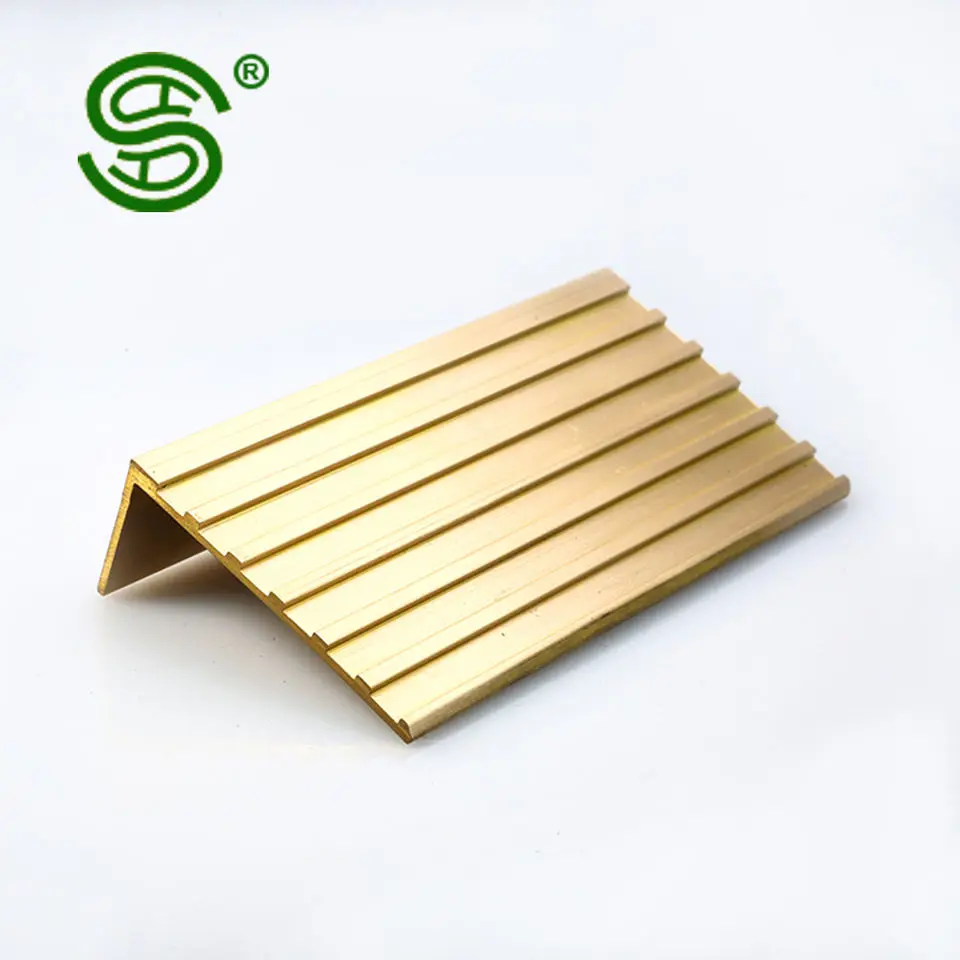 Stair nosing for industrial places brass profiles threshold strip with anti-slip insert
