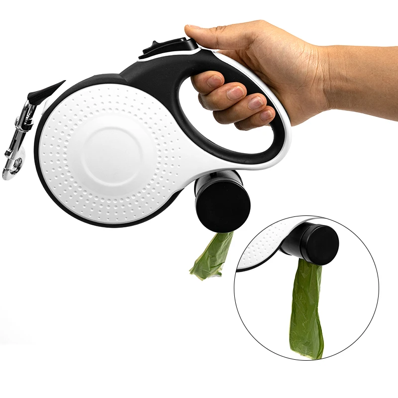 На открытом воздухе 3 в 1 светодиодное освещение для больших собак, поводок с мешок корма для диспенсер Собака Выдвижной Поводок