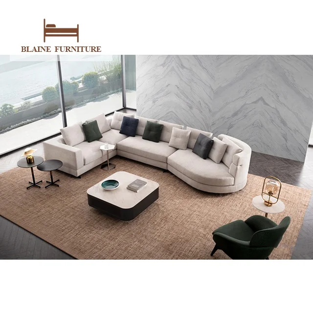 Modern European Style House Living Room Furniture Elegant 2 3 Seater Couch Grey Leather Leather Stainless Base Sofas