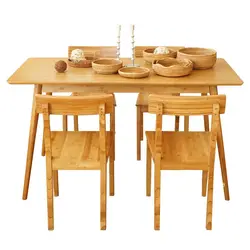 New Design Fashion Dining Table Retro Bamboo Wooden Dining Table And Chair Set