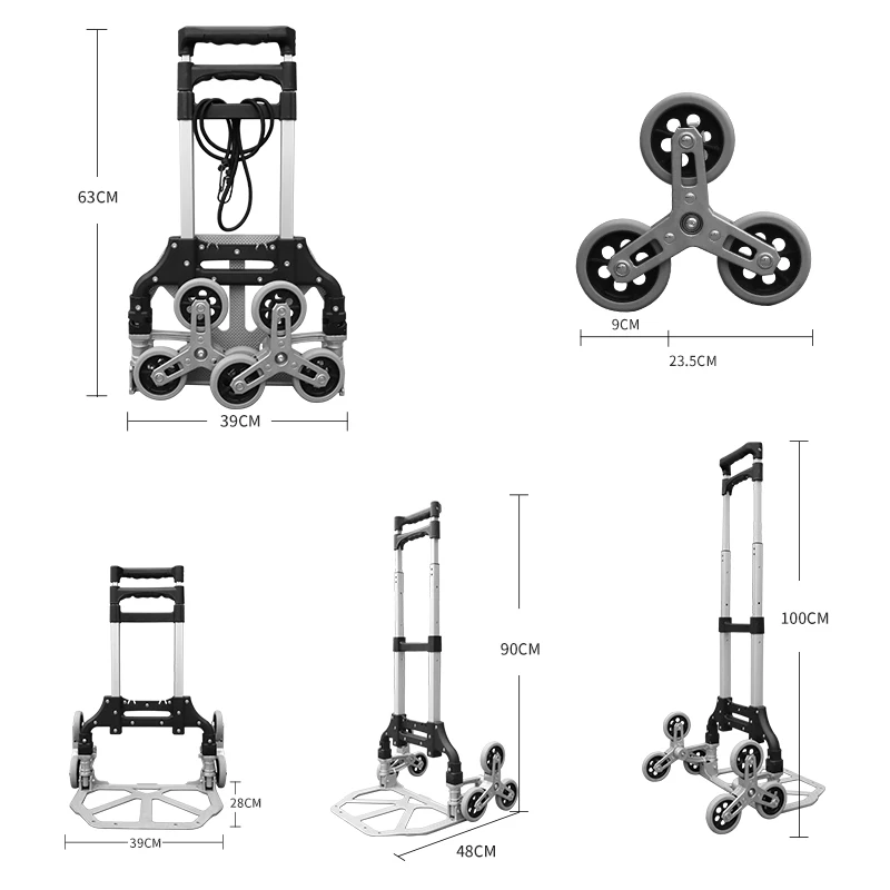 Tianyu Heavy Duty 6 Triangle Wheels Solid Wheel Folding Shopping Pull Climbing Stairs Cart Hand Trolley