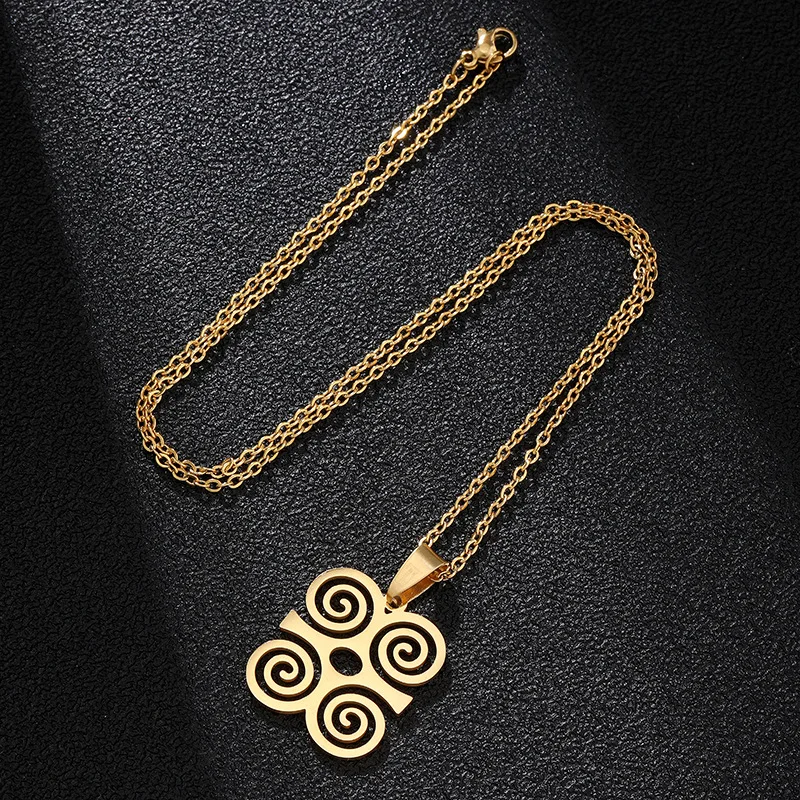 Adinkra символы Африка ожерелье 18k золотые ювелирные изделия 2021 звено цепи подвеска на шею из нержавеющей стали для мужчин и женщин