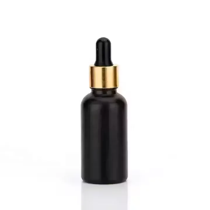 Wholesale Price Matte Black Dropper Essential Glass Bottle 10ml 20ml 30ml 50ml High End Black Bottle with Pipette  for Skincare