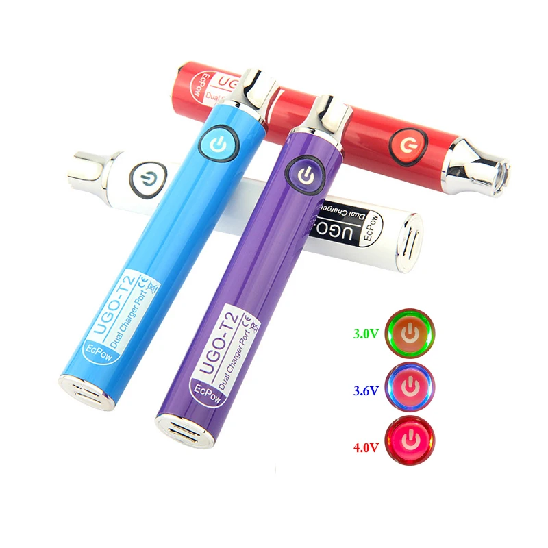  Горячая Распродажа 650 мАч освещение порт напряжения переменный 510 Vape Pen батареи двойной зарядки Ugo T2 Vapes
