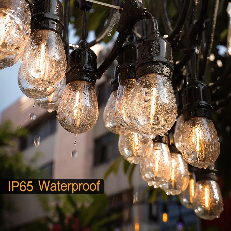 ip65 15m commercial grade s14 retro led edison filament connected wedding holiday lighting garland string light