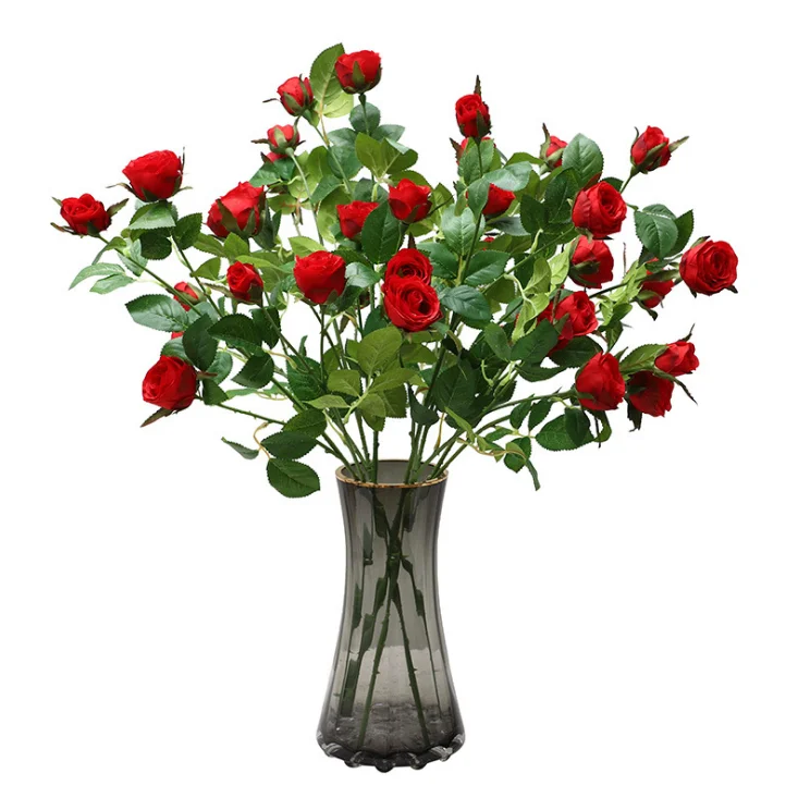 Simulated flower 6 rose bouquets home living room bonsai wedding decoration flowers