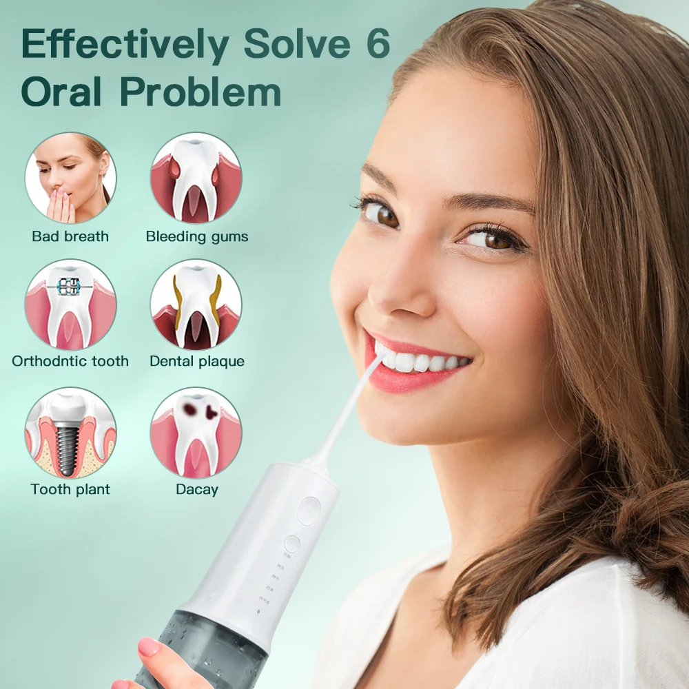 IPX7 Waterproof 4 Modes 320ML Rechargeable USB Charged Portable Water Flosser Cordless Oral Cleaner Dental Irrigator