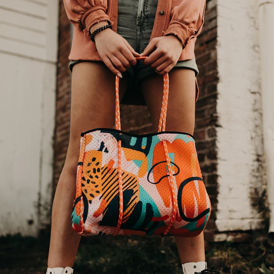 Summer Neoprene Multipurpose Beach Bag Tote with Inner Zipper Pocket