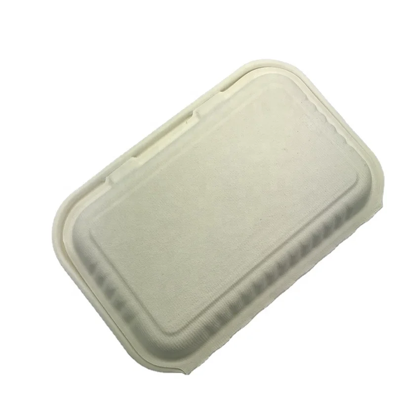 249*160*65mm 950ml 2 Compartment lunch box biodegradable compostable disposable sugarcane bagasse pulp hamburger clamshell