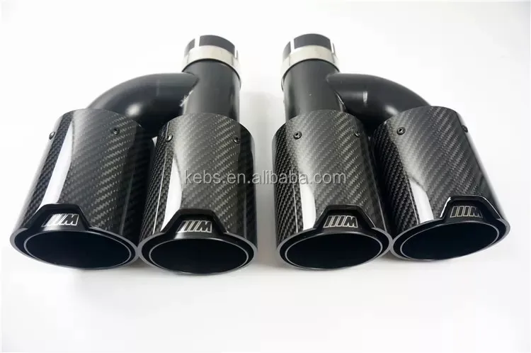 Auto Carbon Fiber Black Rear Bumper Tailpipe H Type Exhaust Tips For BMW Cars