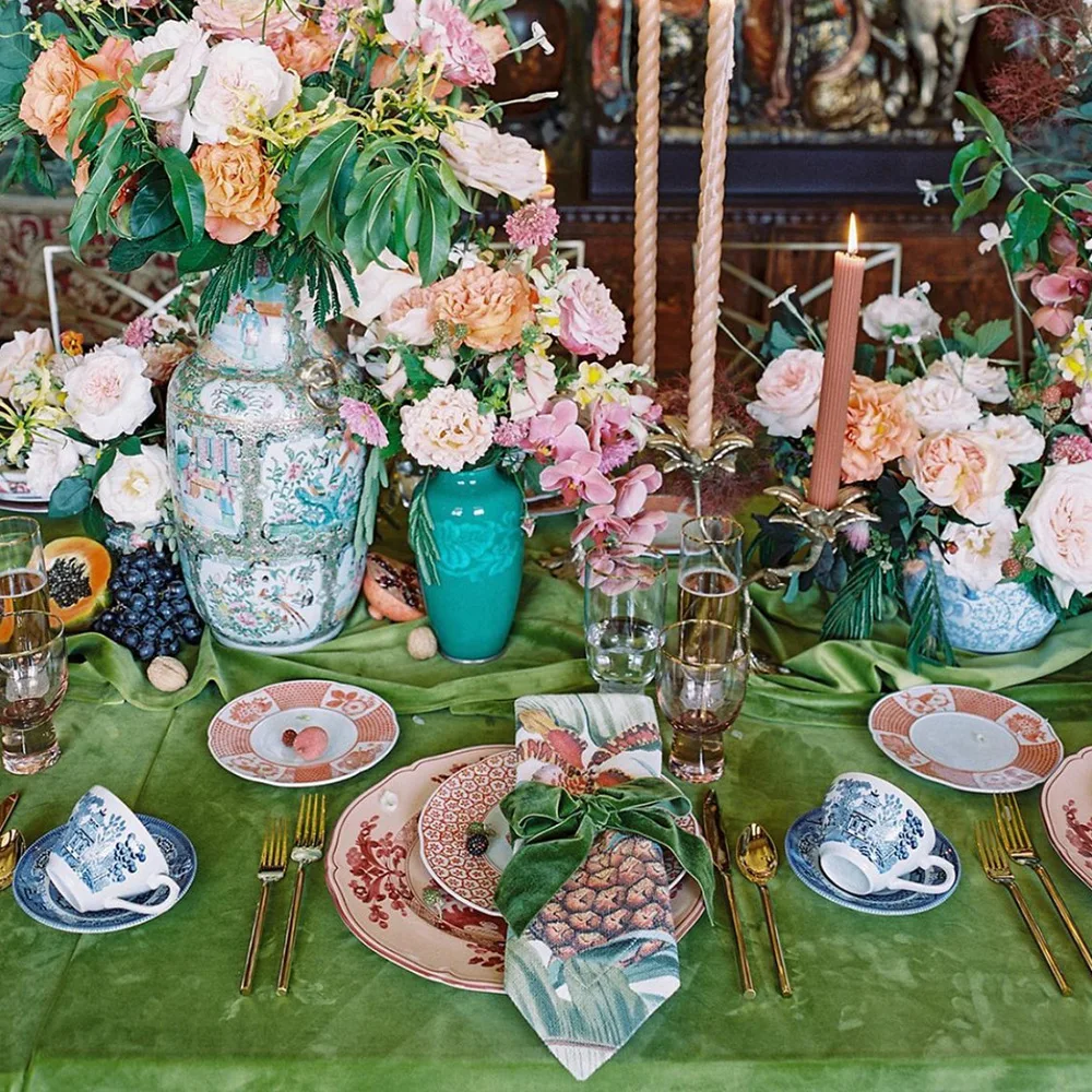 Light luxury velvet cloth avocado green tablecloth tablecloth rectangular household western luxury tablecloth