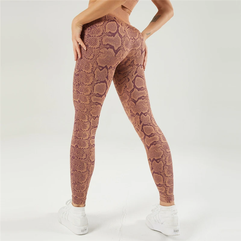  Fashion High Waisted Snake Print Leggings Streched Fitness Yoga Wear Legging With Custom Logo