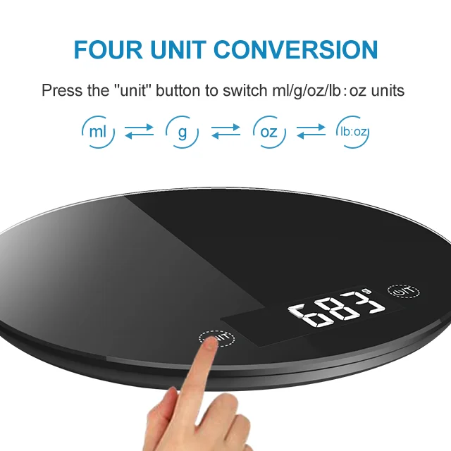 2022 New High Quality CE Rohs OEM Glass Printing Customized Logo Round Shape Best Selling Digital Kitchen Precise Scales