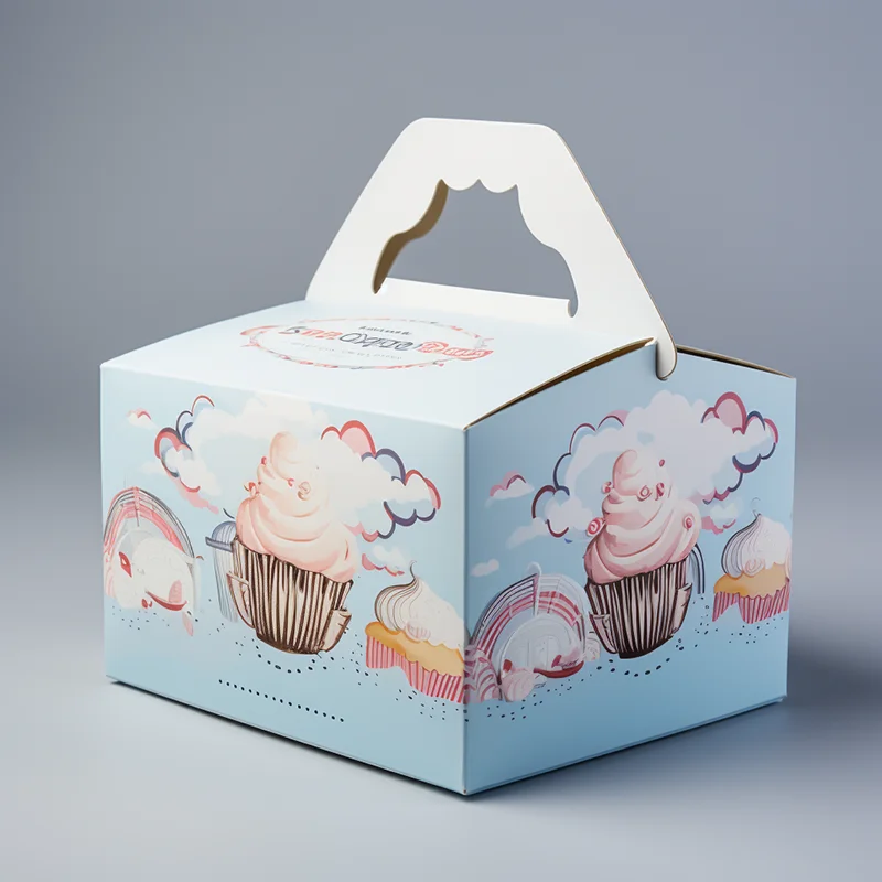 Cake Packaging Box New Arrival Wholesale Price White cardboard Soy Ink Cake Box With Handle