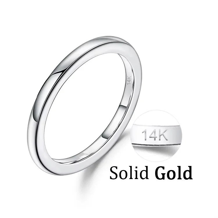 Abiding Minimalist Pure Solid Gold Ring 9K 18K 24K PT950 White Rose Yellow Gold Plain Wedding Rings Plain Finger Rings