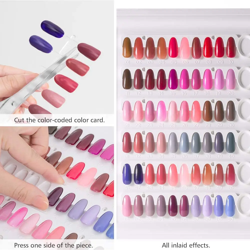 Plastic gel polish sample swatch false tips color album nail art display book color chart nails