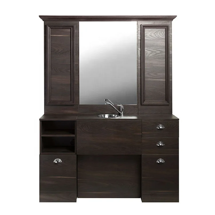 Beauty station salon mirror station with washing bowl