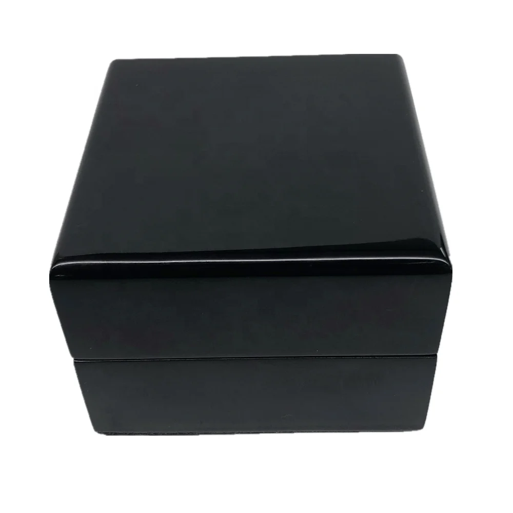 Manufacturer Hot sale Piano High Glossy black lacquer luxury wooden Single Ring Packaging Box