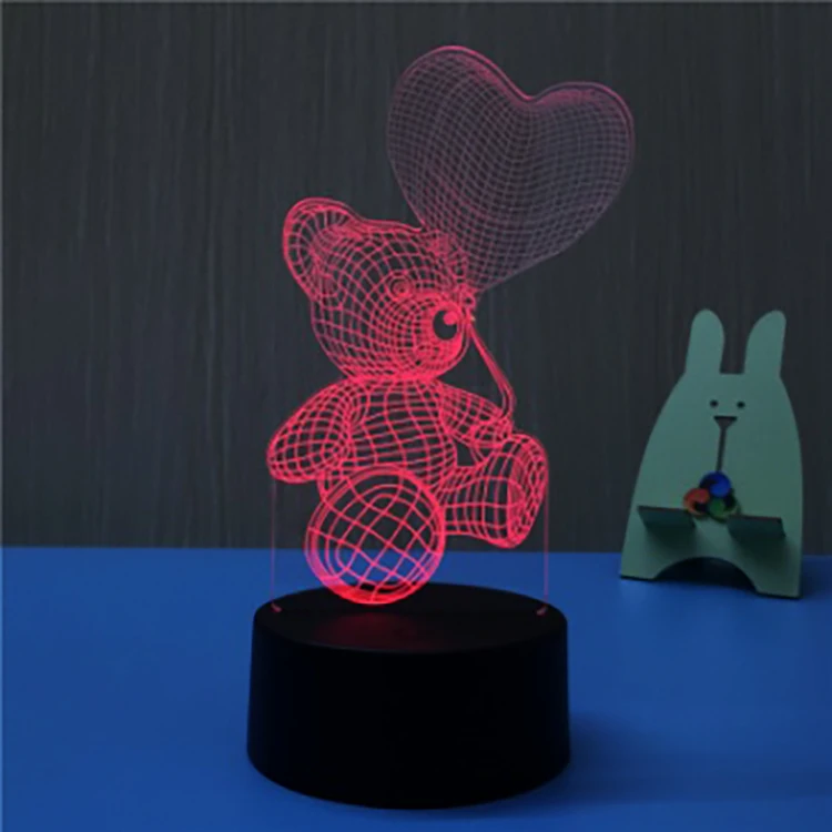 Factory Acrylic Plate Direct Sale 7/16 Colors 3D Illusion Customized RGB LED Night Lamp