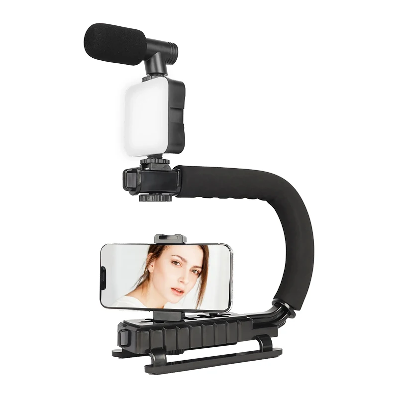 Portable Live Broadcast Equipment Recording Microphone Led Light Camera Video Kit Smartphone Vlogging