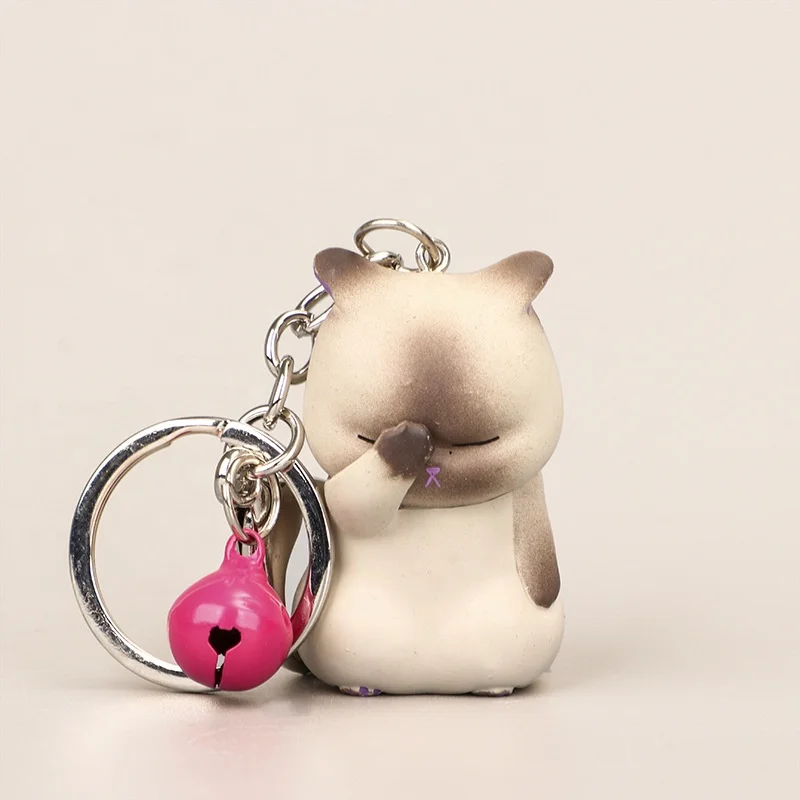 3D Cartoon PVC Cat Key Chain Custom UV/OFFSET Printed Metal Pendant Cute Bag Pendant Small Gift for Souvenir