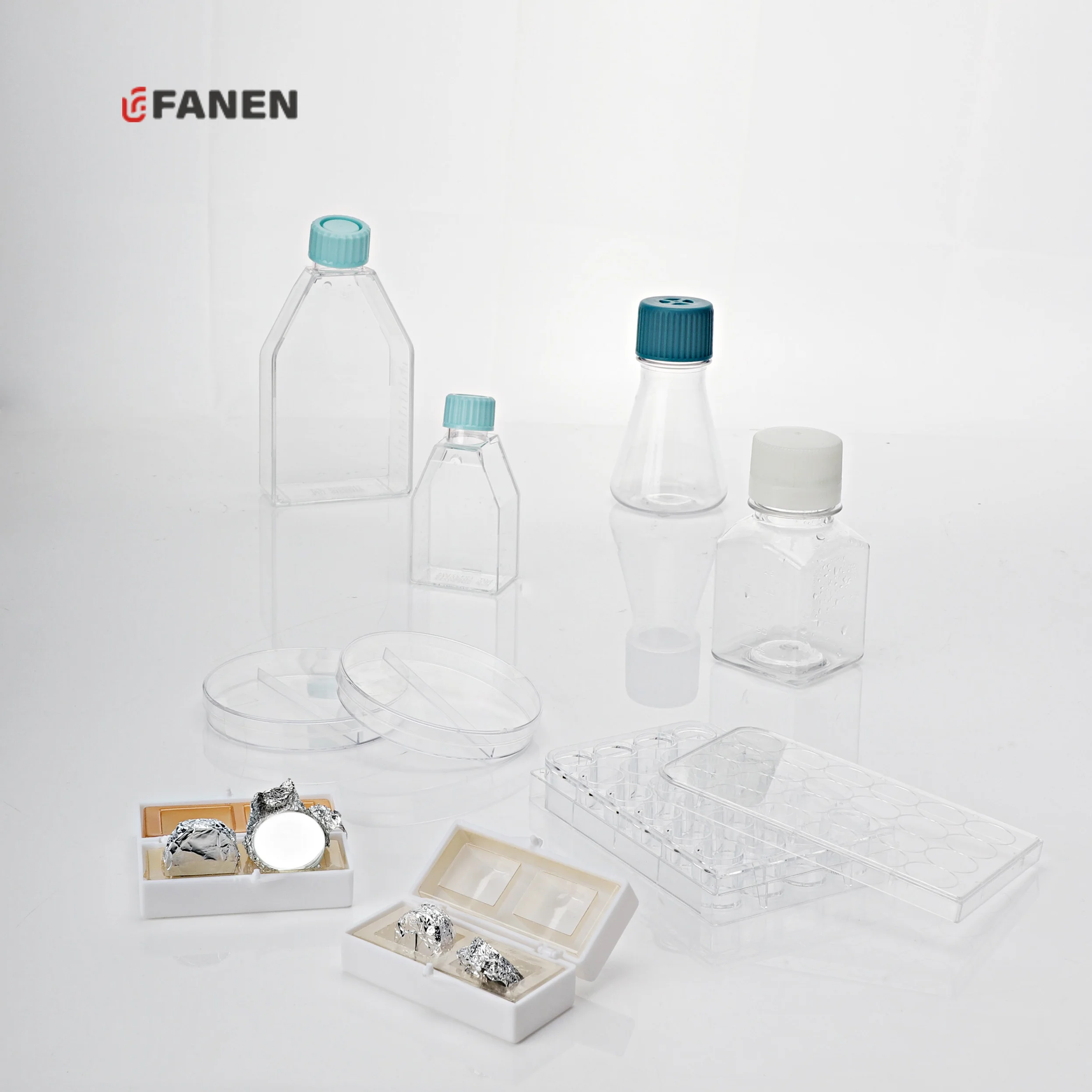 Fanen 125ml Laboratory PETG Shake Flask for Cell Culture Sterile Vented Plastic Erlenmeyer Flasks