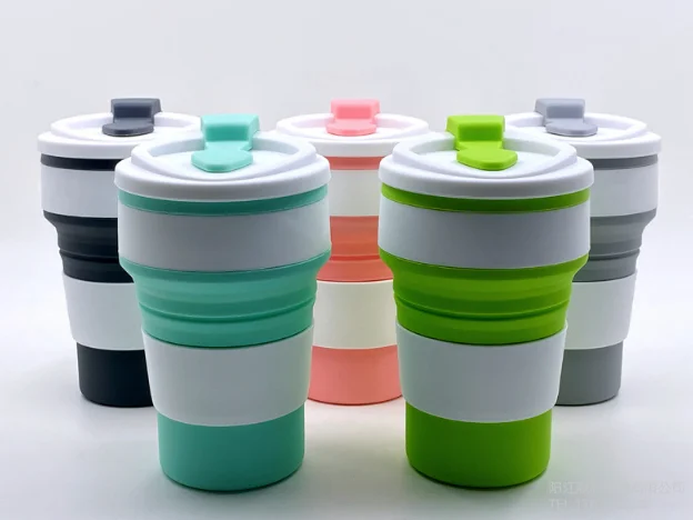 Custom 350ml Outdoor Collapsible Folding Silicone Travel Coffee Mug Cup Foldable