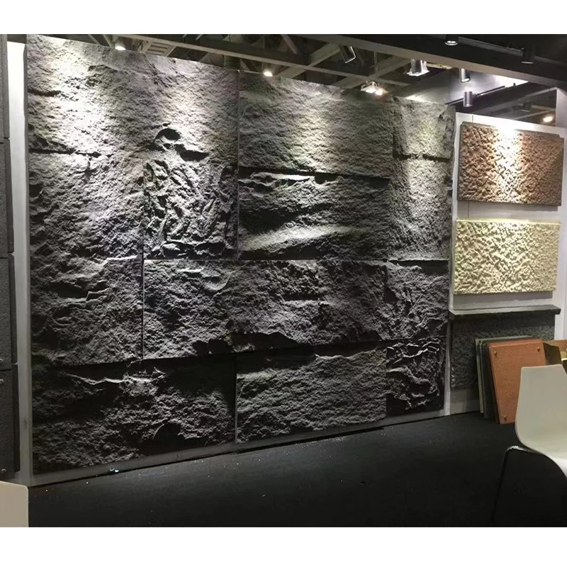 Wholesale price faux pu rock stone wall panel outdoor artificial slate cladding stone wall decor
