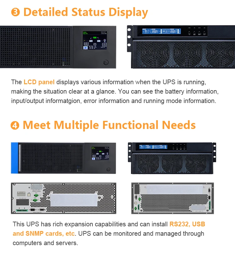 cwups High Quality G 2U Rack Mount 10KVA 20KVA 3 Phase UPS Power Supply Backup with Internal/External Battery