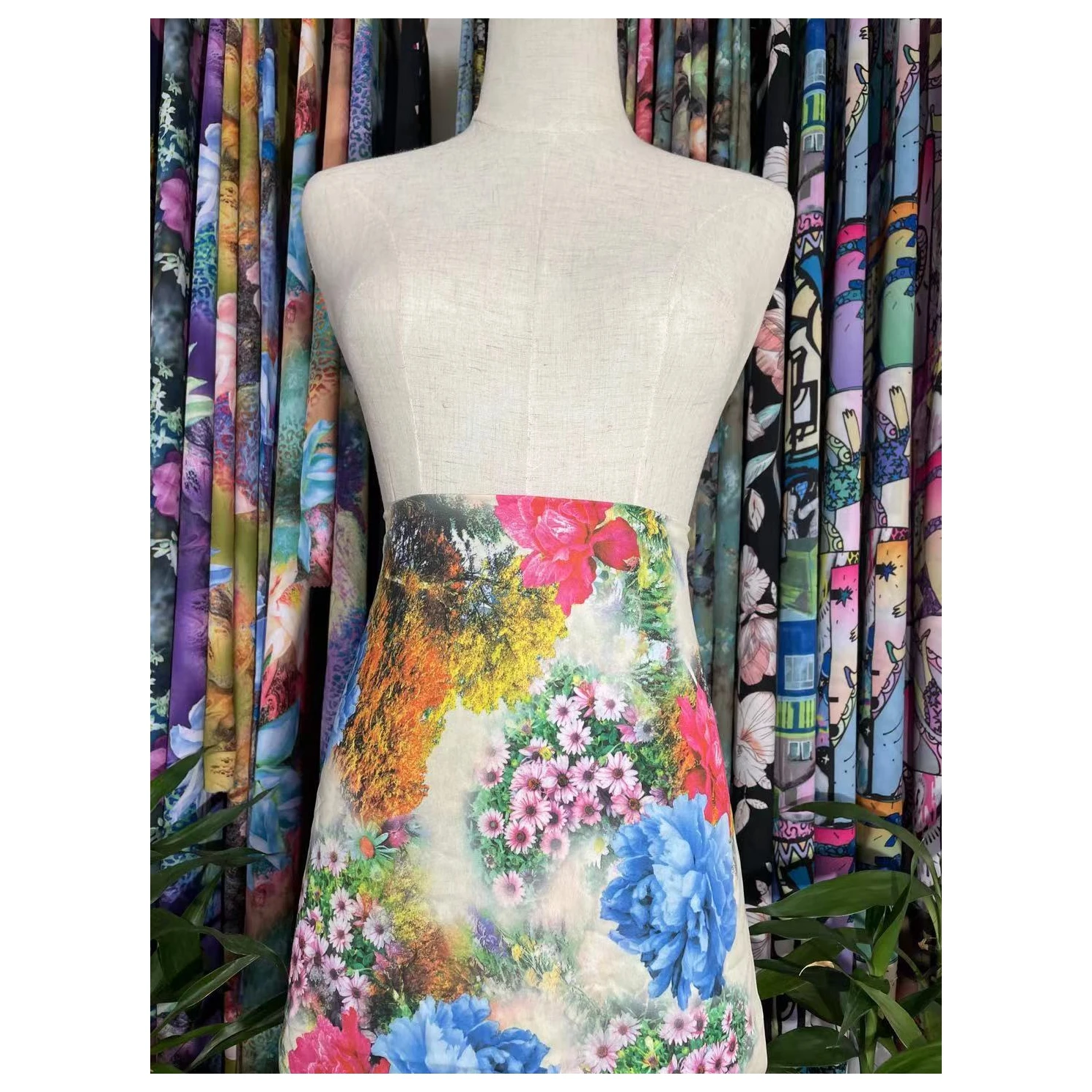 
High Quality And Cheap Price chrysanthemum in digital print of polyester for long dress 