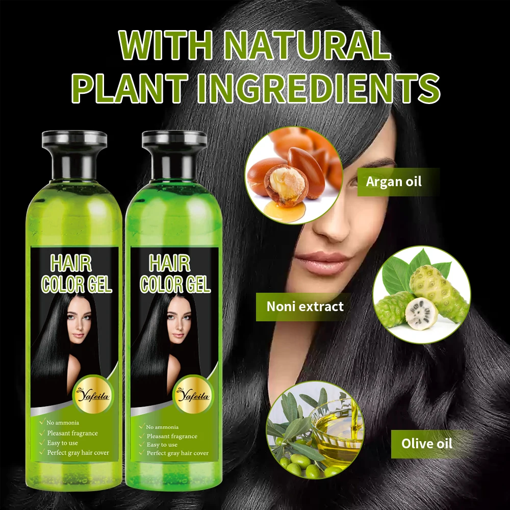 250ml*2 Crystal Black Hair Color Gel Natural Plant Ingredients Ammonia Free Private Label Factory Supplier Dye Hair Gel