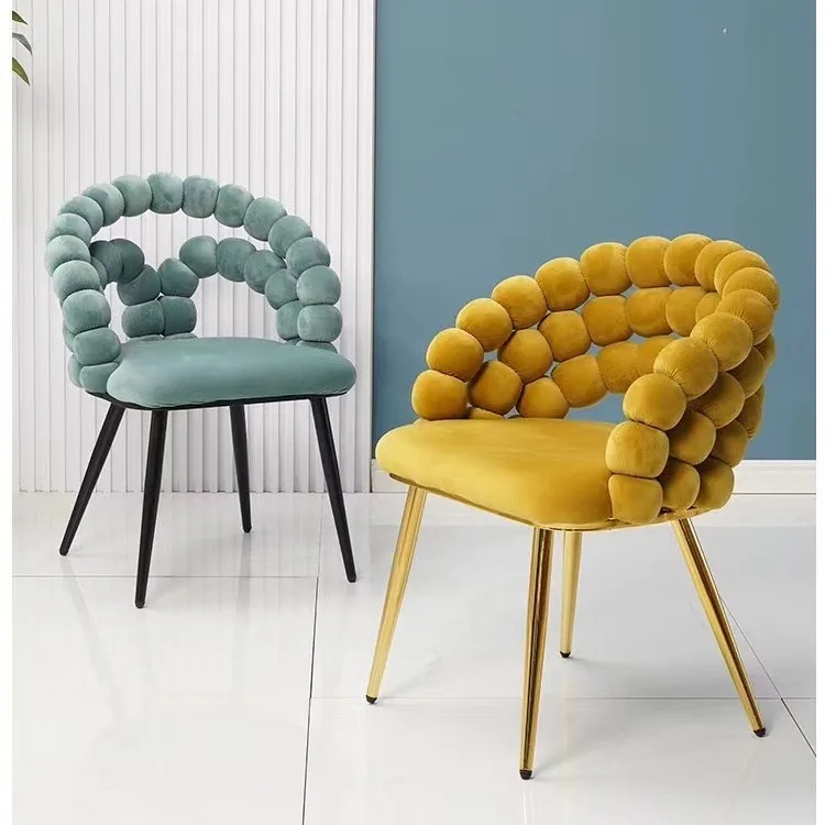Creative style Round ball skewers backrest soft cushion Golden metal feet Dressing chair