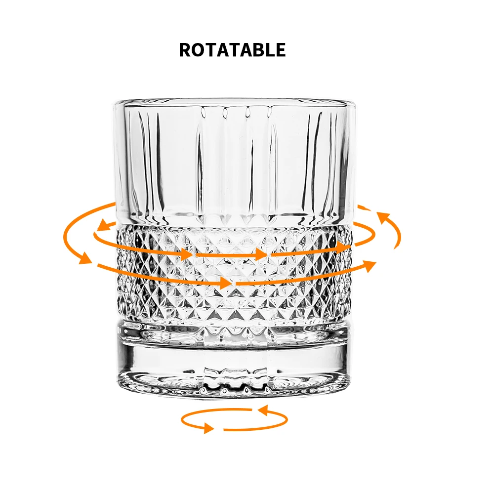 Free Sample Old Fashioned Crystal Whiskey Glasses Luxury Lead-Free Rotate Tumbler Whiskey Glass