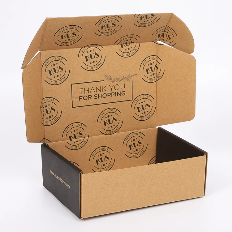  Guangdong custom reverse print brown tuck up paper cardboard garment packing shipping mail