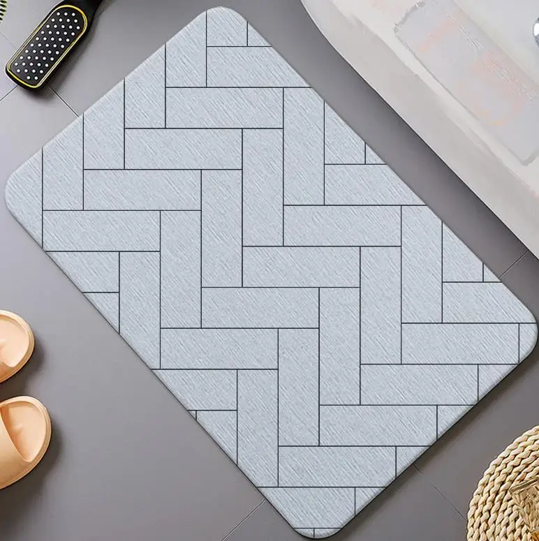 Factory Customized  Stone Diatomite Bath Mat Non-Slip Super Absorbent Quick Drying Bathroom Floor Mat