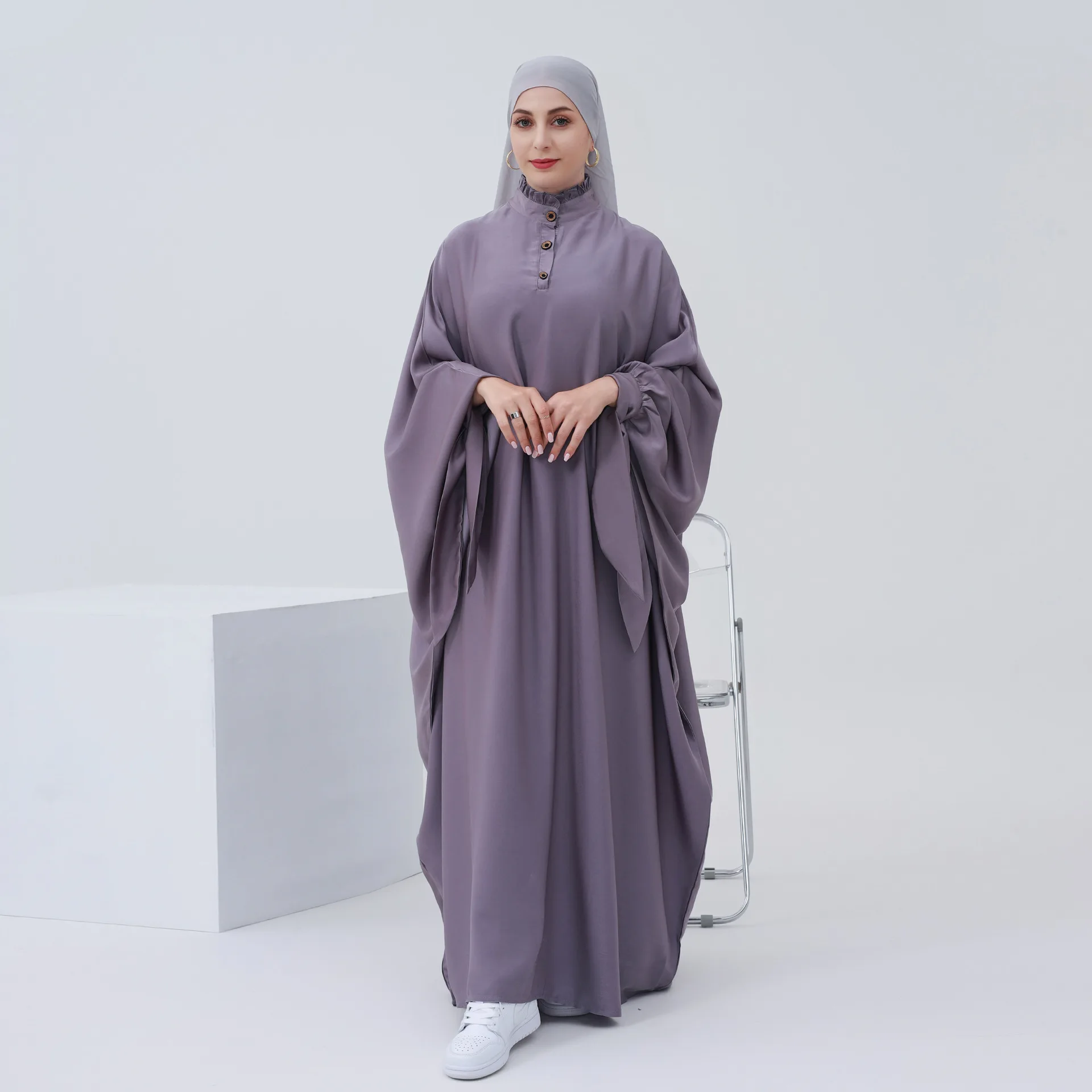High quality ramadan solid color Islamic clothing dubai women muslim dress
