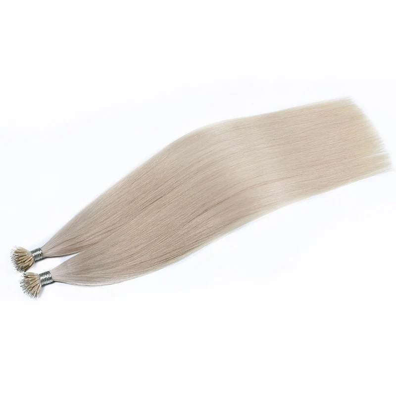 Wholesale Double drawn Human Hair 100% Unprocessed Remy Keratin Iron Tip Nano Ring Hair Extension