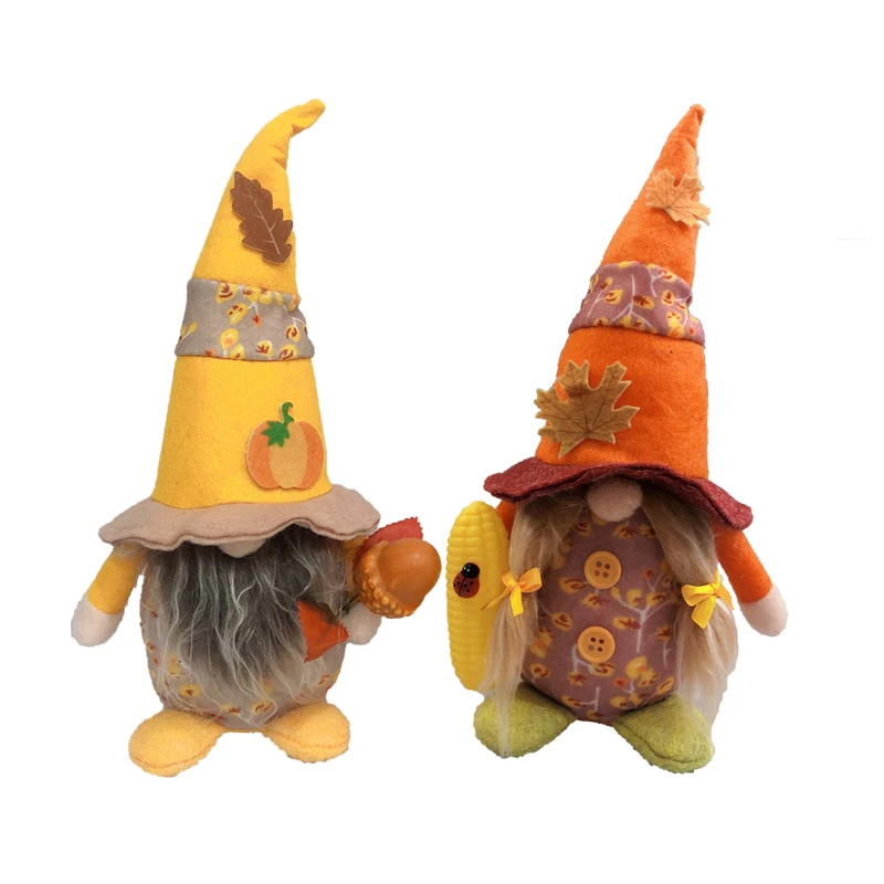 Custom harvest Festival plush dwarf doll with maple Leaf corn beetle to fall gnomes decoration