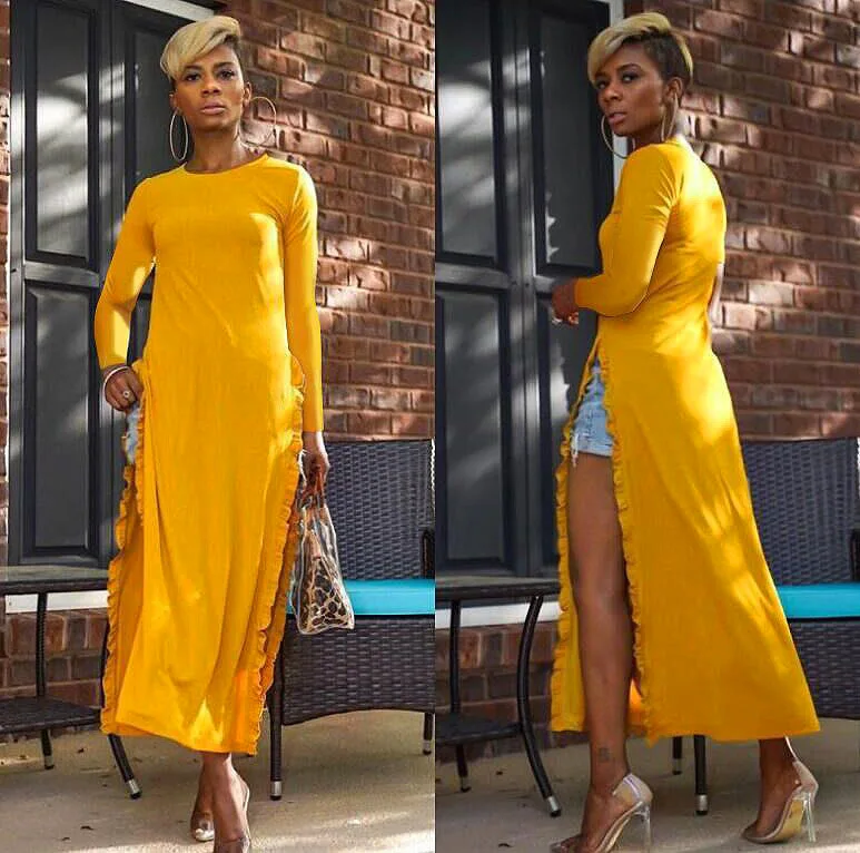 91010-MX76 сексуальные длинные женские платья с разрезом и оборками